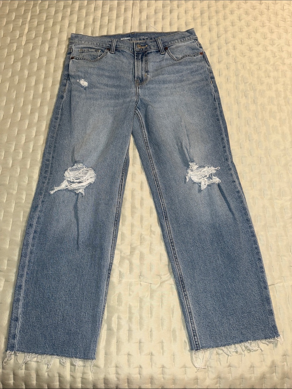 Old Navy boyfriend loose Distressed Light Blue crop Jeans 4
